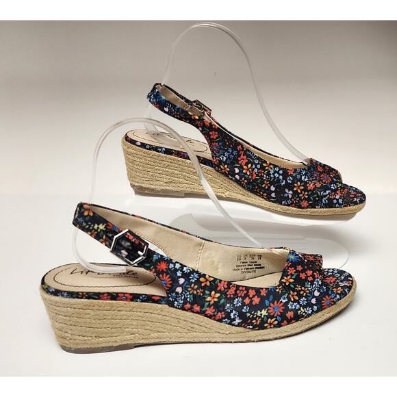 LifeStride Women's Socialite Espadrille Wedge Sandal Multi- Blue Size 9M - Picture 1 of 9